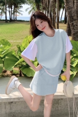 夏装新款！大量现货！卫衣拼接休闲两件套2C133-8916P140K198，女装套装/套裙，2C133