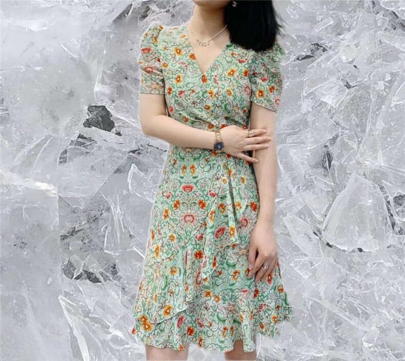 腰盼款女人味花色连衣裙，女装连衣裙，帝瀛 DY