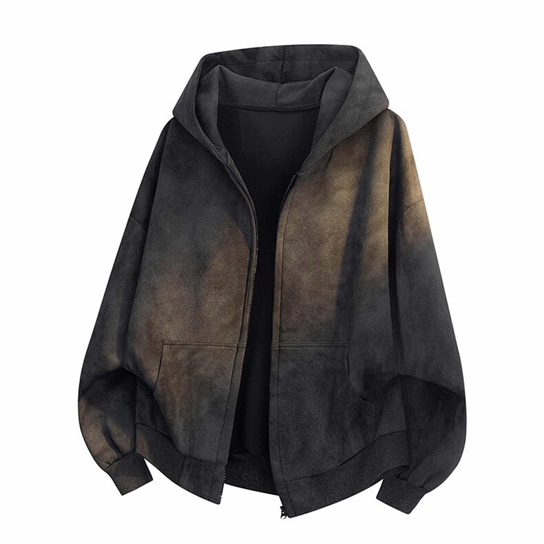 抖音得物高品质25秋冬美式高街宽松结构潮流扎染水洗连帽卫衣W97，男装卫衣，电商A486-1