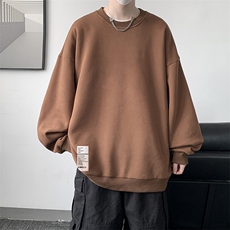 圆领卫衣男大码加厚加绒长袖t恤男S6045-P28加绒款-P33，男装卫衣，电商A040