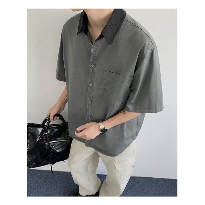 日系复古长袖衬衫男夏季潮牌宽松衬衣外套C032-P38,男装衬衫,星座308B-2