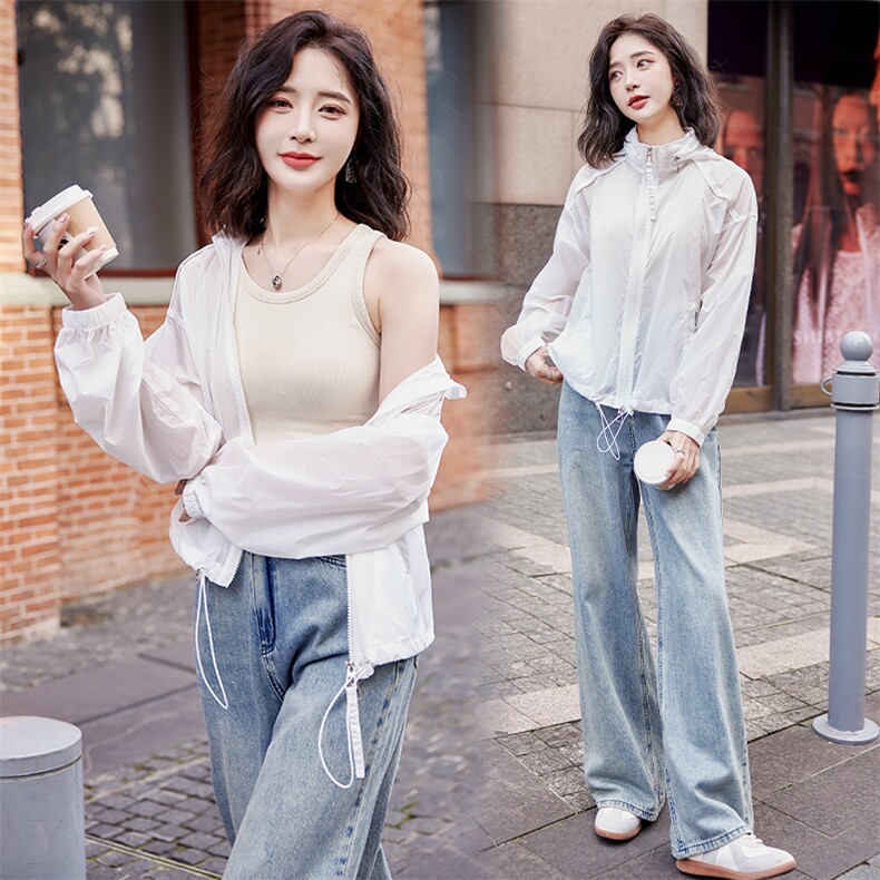 现货，洋气粉色防晒衣女短款夏季2025新款宽松小个子轻薄透气外套,女装防晒衣,依万里