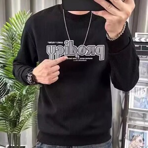 圆领卫衣男士春秋季大码宽松衣服ins潮牌帅气青少年字母长袖外套图片