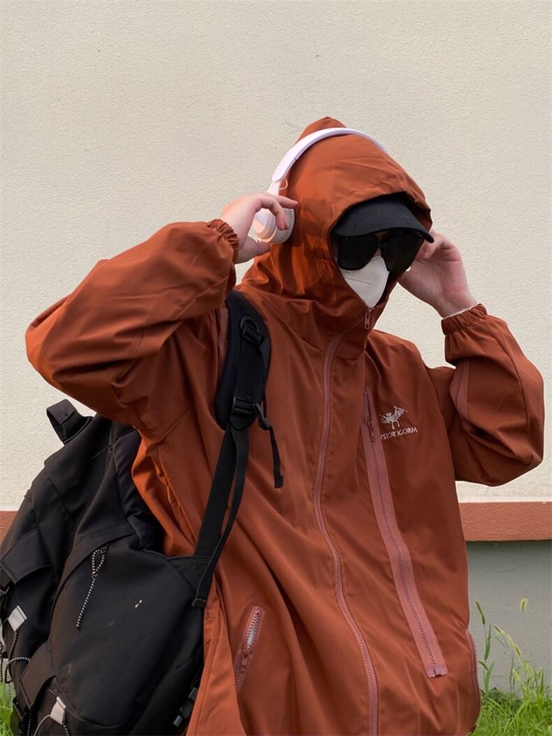 户外森系冲锋衣连帽夹克机能男宽松落肩纯色上衣外套J317-P55,男装夹克,星座1007（原301D）