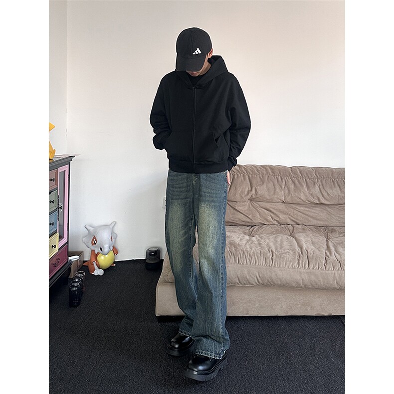 B221美式ins高街暗黑小众个性宽松直筒牛仔裤LK23140-P65控88,男装牛仔裤,电商B221