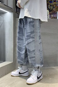 高级感hiphop宽松牛仔裤炸街美式高街束脚休闲长裤 A125-K915-P55图片