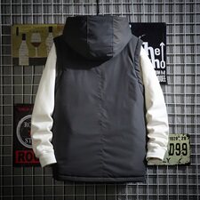 网格拉链装饰连帽棉马甲男冬季百搭防风马甲外套A090-MJ20p75限98，男装背心/马甲，电商A089-1