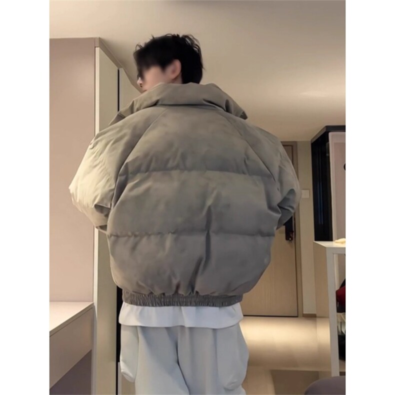 美式短款羽绒服男款冬季高领扎染面包棉服cleanfit高级感棉衣外套,男装棉衣,星座908