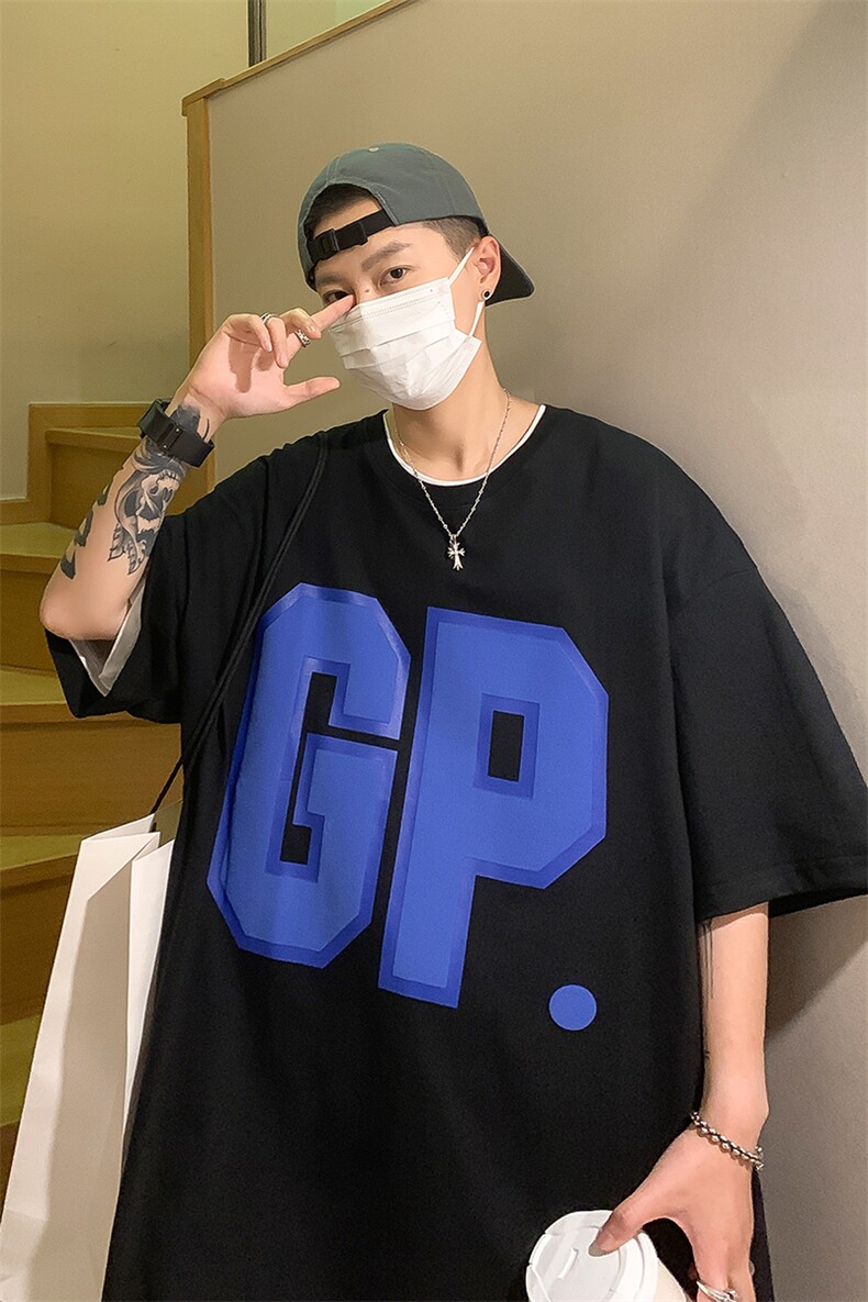 港风短袖上衣男夏潮流印花百搭T恤白底A061-T0120-P30,男装T恤,电商A061