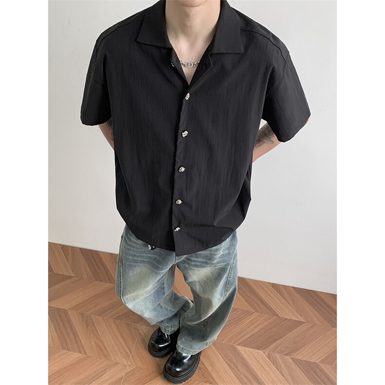 衬衫男短袖夏季冰丝轻熟风男装五分中袖衬衣外套C204-P35图片