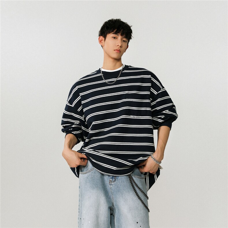 1可二开高品质条纹卫衣大码M-5XL卫衣男97%棉3%氨纶77943P50控78，男装卫衣，星座226-2