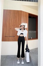 夏季新款！冰丝斜纹针织风喇叭裤,其它,欧洛风琴