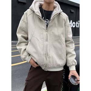 座山雕加绒加厚外套男女秋冬季重磅帆布夹克棉服 J3553 P145,男装棉衣,星座1116-2