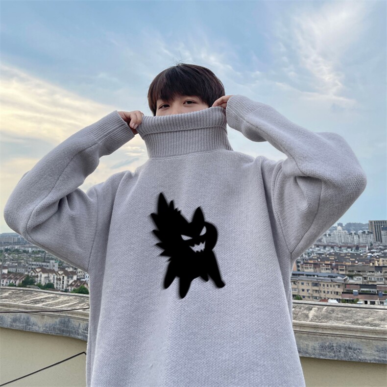 高质量！秋冬季高领毛衣男士加绒加厚翻领针织衫男毛衣FL170-P45图片