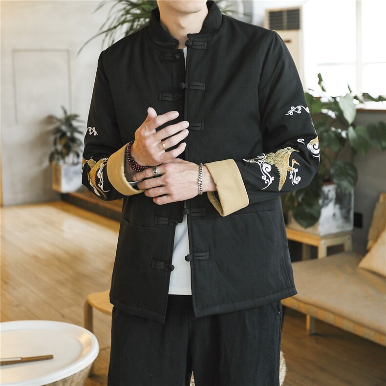 0663^新中式唐装套装汉服风男装居士禅服古装潮牌外套中山装图片