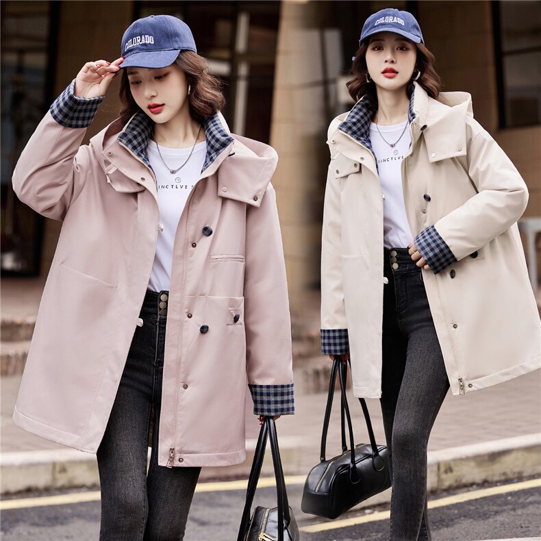 90白鸭绒2025年冬季新款休闲带帽风衣款羽绒服女，女装羽绒服，阳光伊恋