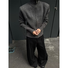 weavestudio秋冬厚实百搭软糯简约实穿松弛感拉链毛衣男，男装针织衫/毛衣，四季星座505
