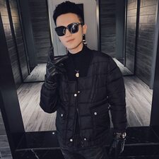 冬季社会小伙休闲韩版毛线领厚棉衣修身棉服外套M7257-P128控165，男装棉衣，星座308A