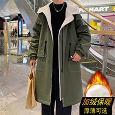 大货风衣男中长款大衣加绒加棉衣男F262薄P115加绒P135港风二，男装风衣，星座401