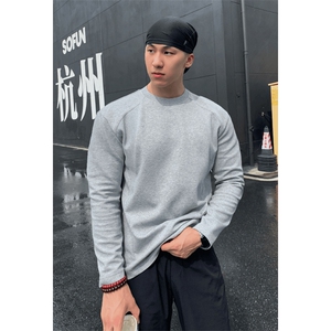 抖音得物高品质美式高街重磅曼巴棉cleanfit螺纹拼接卫衣长袖T恤图片
