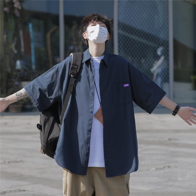 夏季新款衬衫潮流慵懒男方领衬衫JC585P38,男装衬衫,星座1116-2
