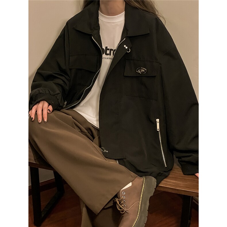 2026中性风翻领美式复古扣可拆卸胸针大码M-5XL夹克男JK77769P85，男装夹克，星座227-7