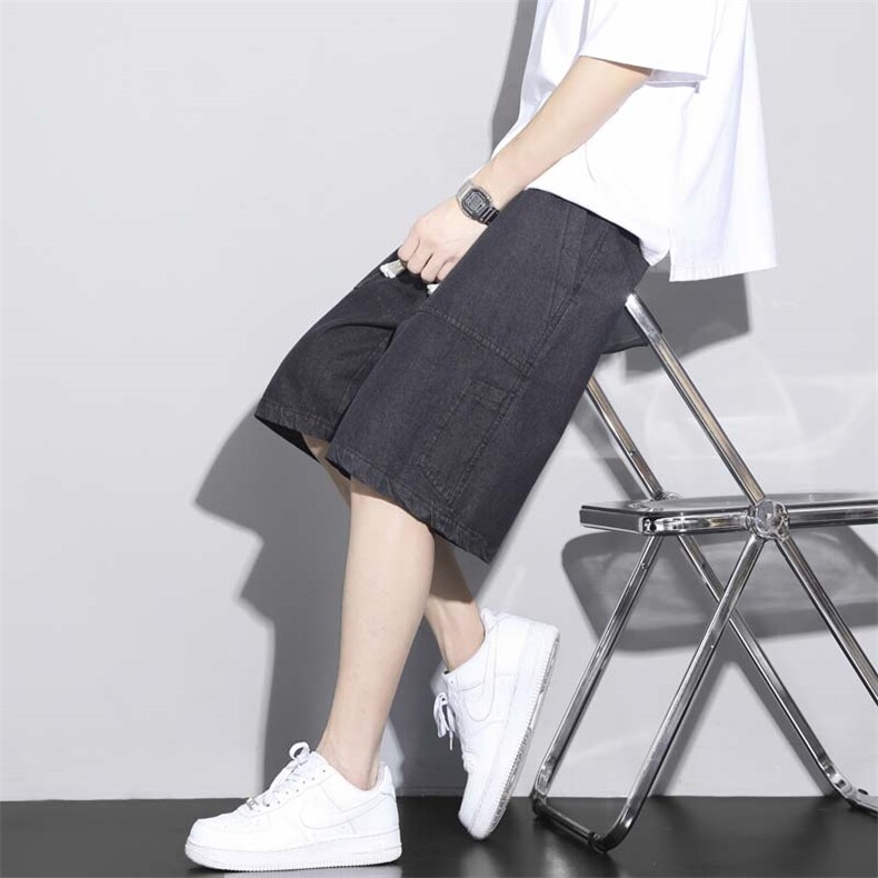 2023夏季高品质拼接港风牛仔短裤韩版男士五分裤XD22982-P45,男装牛仔裤,电商A042