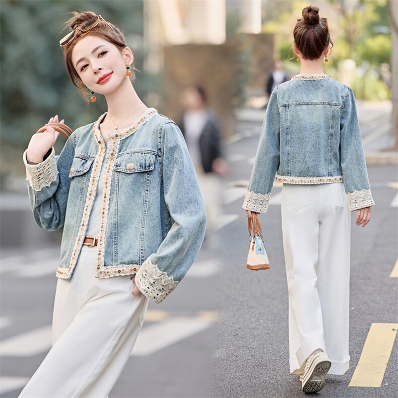 小香风牛仔短外套女夹克时尚小个子春季2025新款气质百搭超火上衣，女装短外套，意芙