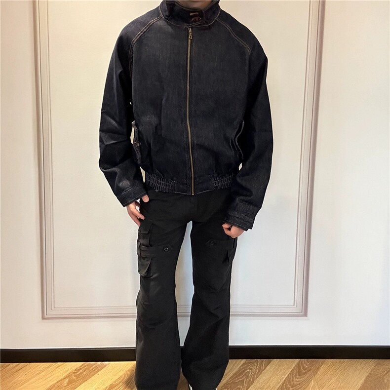 复古解构设计感水洗牛仔外套男女休闲小众设计夹克潮WLJ977-P88图片