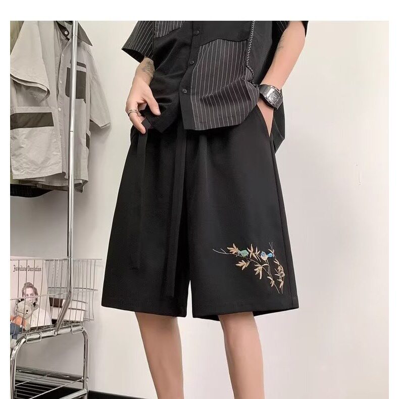 潮新中式短裤男夏季潮牌大码休闲宽松运动美式高街五分裤X5538,男装牛仔裤,星座208-5