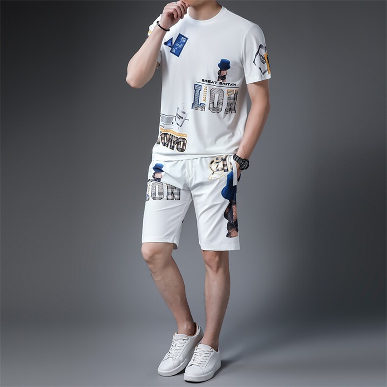 JG22-10男士2023年春夏季新款运动套装短袖短裤T恤卫裤二件套P125,男装休闲套装,电商B360