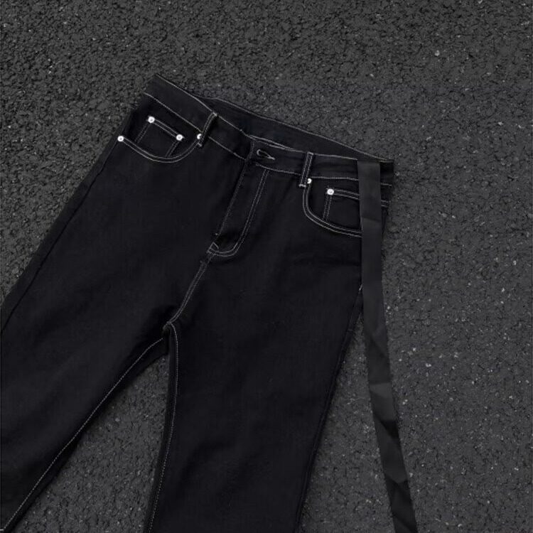 美式cleanfit黑色直筒牛仔裤男春秋新款高街痞帅显高显瘦修身长裤,男装牛仔裤,星座506A