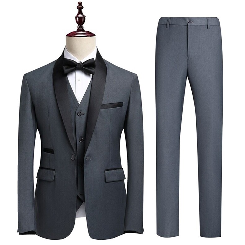 JS8605-XMK-DP170新款青果领西服三件套男伴郎服男士西装套装男，男装西服，星座510A-2