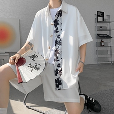 现货TZ2415-P50特无差价控88夏季印花拼接凉感衬衫套装宽松，男装休闲套装，电商D232