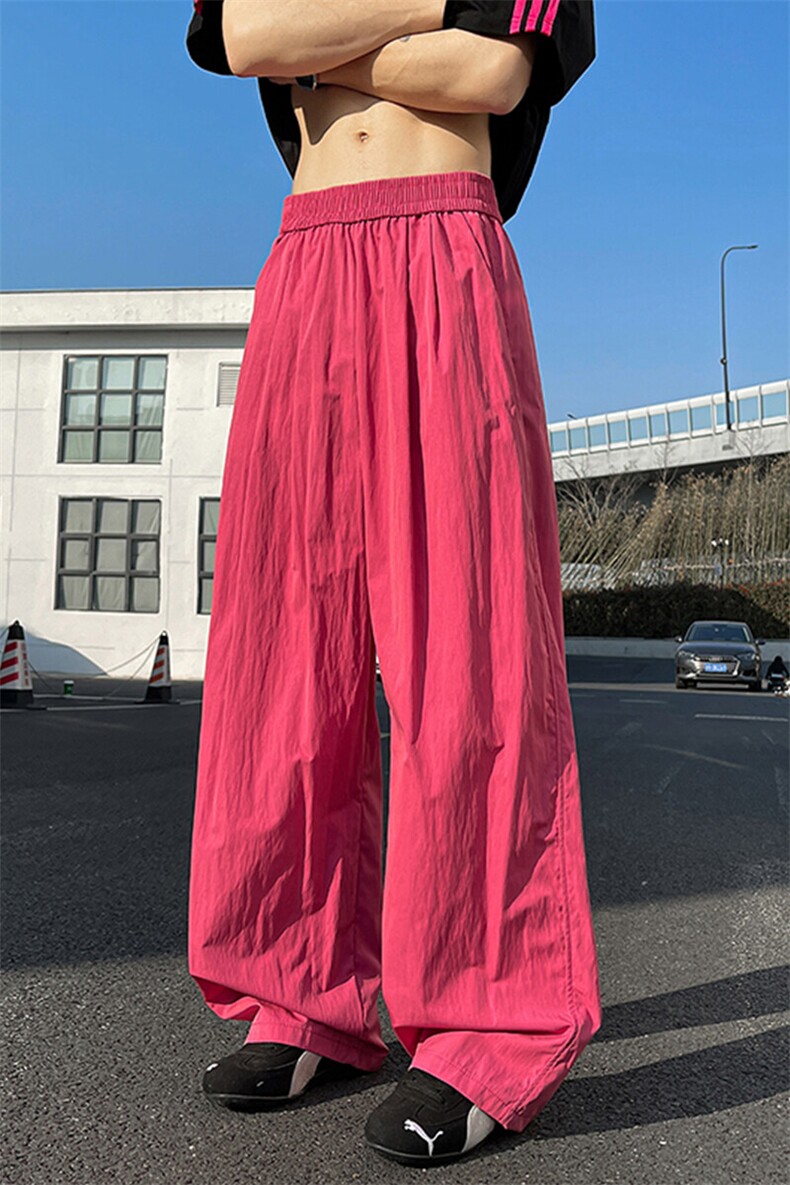 8XL-M多巴胺冰丝垂感慵懒山本裤男夏拖地裤子阔腿休闲裤KZ051P30,男装休闲裤,电商B312