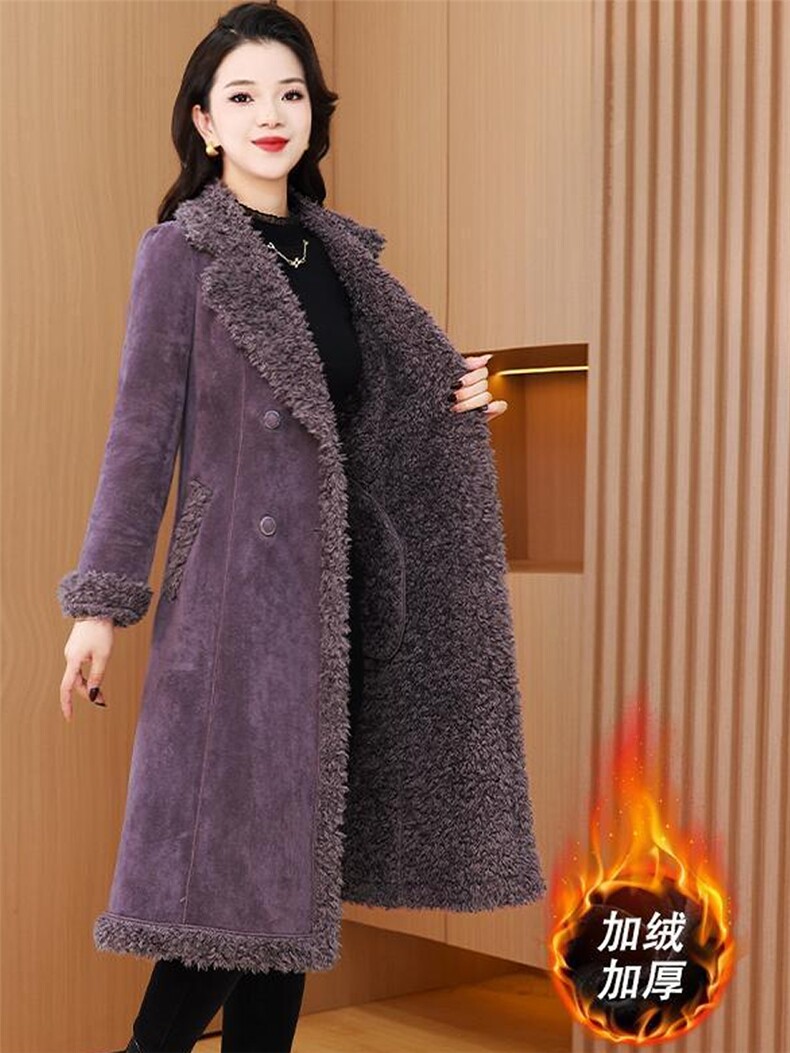 （现货）时尚气质减龄修身显瘦外套女加绒加厚反皮绒皮毛一体外套,女装皮草,韩蔻秀