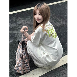 纯棉全刺绣花朵T恤男女短袖宽松BT012-P32图片