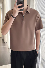轻熟风~夏季冰丝拉链领T恤衫T2005/P48，男装T恤，电商B331