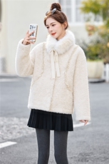 环保羊羔毛皮毛一体毛毛外套女2026春秋冬小个子短款上衣浪漫时尚，女装羊羔毛/颗粒绒，意芙