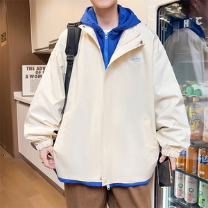 秋季假两件夹克男宽松港风男士休闲连帽外套潮流A266-JK2226-P65图片