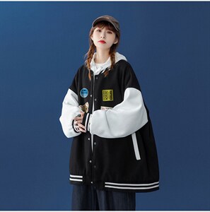 中性风 2023秋季新款宽松大码设计感情侣棒球服夹克G84 p65控78图片