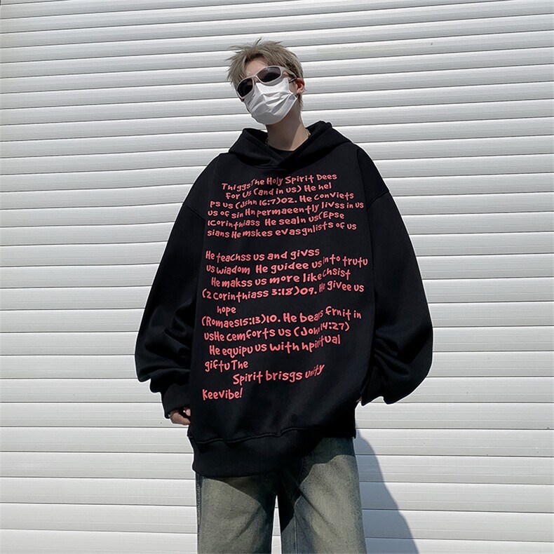 美式高街潮牌连帽卫衣男秋季oversize潮流宽松情侣外套W7944-P48,男装卫衣,星座512-4