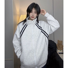 抖音得物高品质二开25秋冬美式重磅结构织带撞色立领卫衣外套W70，男装卫衣，电商A486