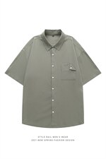 2021年夏季新款纯色衬衫男白底平铺短袖衬衫DS-C407-CS302-P35，男装衬衫，电商C323-1