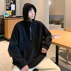 EQ307小众设计感秋季连帽套头麂皮绒卫衣男港风ins潮流外套，男装卫衣，电商C306-1
