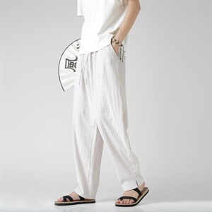 2026夏季风棉麻休闲裤 汉服 宽松 A057-K381-P45（第二套图），男装民族服装，电商A057B