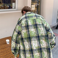 现货5000件量大可谈加厚面料刺绣格子长袖衬衫JK6898/特P30绿3，男装衬衫，电商A094