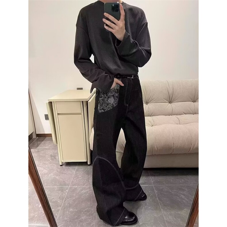 慵懒气质原宿日系百搭ins牛仔长裤时尚流行潮流文艺新款,男装休闲裤,星座516A
