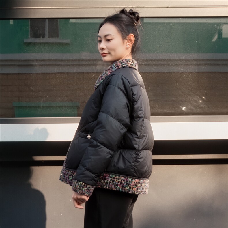 2025冬装常规保暖外套民族风羽绒短款小香风,女装羽绒服,沫晗依美
