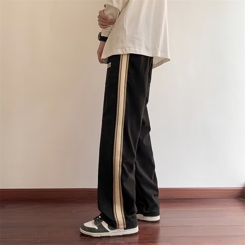 春夏灯芯绒阔腿裤男抽绳直筒休闲裤男装痞帅高级感裤子K2806-P38,男装休闲裤,星座1109-3